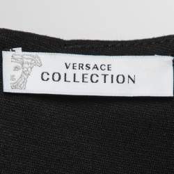 Pre Owned Versace Collection Black Draped Knit Bodycon Midi Dress M