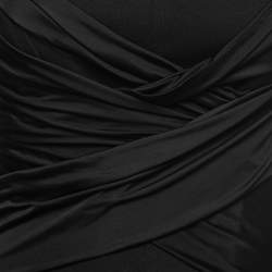 Pre Owned Versace Collection Black Draped Knit Bodycon Midi Dress M