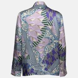 Versace Collection Purple Printed Silk Button Front Shirt L