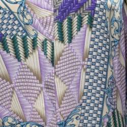 Versace Collection Purple Printed Silk Button Front Shirt L