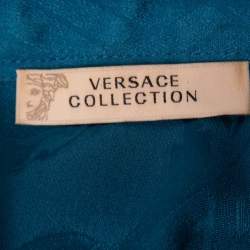 Versace Collection Blue Patterned Silk Button Front Shirt M
