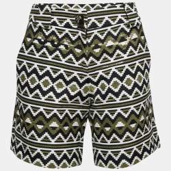Versace Collection Black Metallic Patterned Jacquard Shorts M