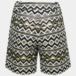 Versace Collection Black Metallic Patterned Jacquard Shorts M