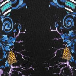 Pre Owned Versace Collection Black Baroque Print Silk Knit Top L