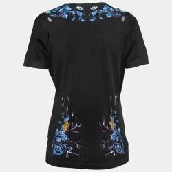Pre Owned Versace Collection Black Baroque Print Silk Knit Top L
