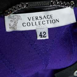 Versace Collection Black Leather Patch Detail Jacket M