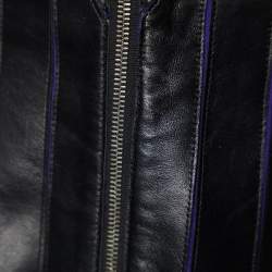 Versace Collection Black Leather Patch Detail Jacket M