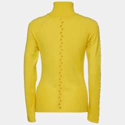 Versace Collection Yellow Patterned Knit Turtleneck Sweater M