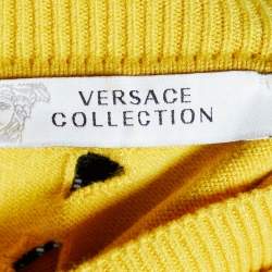 Versace Collection Yellow Patterned Knit Turtleneck Sweater M