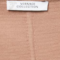 Pre Owned Versace Collection Dark Beige Stretch Knit Bodycon Dress S