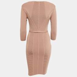 Pre Owned Versace Collection Dark Beige Stretch Knit Bodycon Dress S