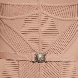 Pre Owned Versace Collection Dark Beige Stretch Knit Bodycon Dress S