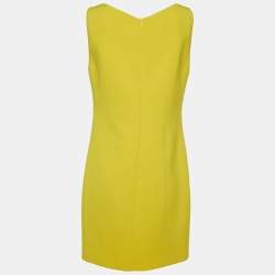 Pre Owned Versace Collection Yellow Stretch Crepe Boat Neck Sleeveless Mini Dress M