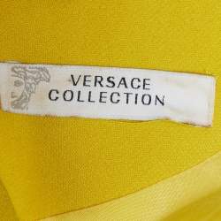 Pre Owned Versace Collection Yellow Stretch Crepe Boat Neck Sleeveless Mini Dress M