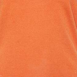 Pre Owned Versace Collection Orange Rib Knit V-Neck Sweater L