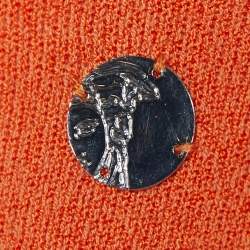 Pre Owned Versace Collection Orange Rib Knit V-Neck Sweater L