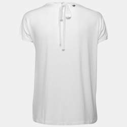 Pre Owned Versace Collection White Embellished & Printed Jersey T-Shirt M