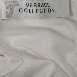 Pre Owned Versace Collection White Embellished & Printed Jersey T-Shirt M