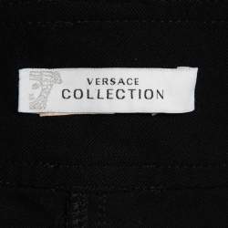 Pre Owned Versace Collection Black Stretch Knit Slim Fit Trousers L