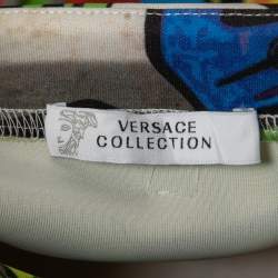 Versace Collection Multicolor Graffiti Printed Jersey Cropped Sweatshirt S