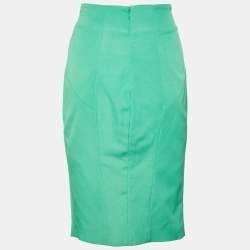 Pre Owned Versace Collection Green Stretch Crepe Pencil Skirt L