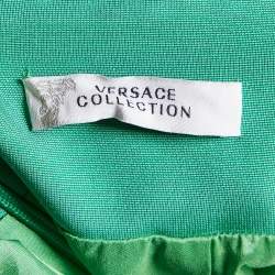 Pre Owned Versace Collection Green Stretch Crepe Pencil Skirt L