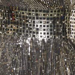 Versace Collection Gold Mesh Sequinned Slit Detail Gown L