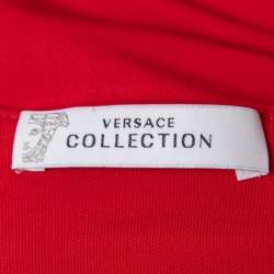 Versace Collection Red Jersey Ruched Sleeveless Tunic M