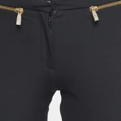 Versace Collection Black Stretch Crepe Front Zip Detail Trousers S