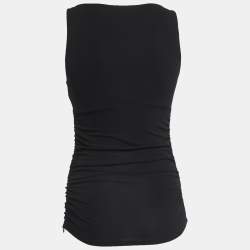 Versace Collection Black Jersey Sleeveless Ruched Mini Dress M