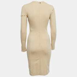 Pre Owned Versace Collection Beige Jersey Studded Dress S