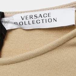 Pre Owned Versace Collection Beige Jersey Studded Dress S