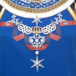 Pre Owned Versace Collection Blue Printed Cotton Knit Crewneck T-Shirt M