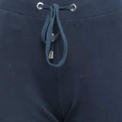 Pre Owned Versace Collection Navy Blue Logo Embellished Cotton Joggers XL 