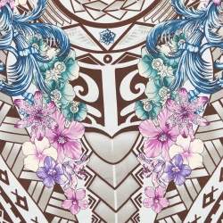 Pre Owned Versace Collection Blue Printed Knit Midi Fitted Skirt S