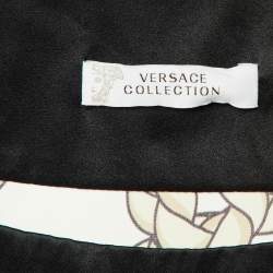 Versace Collection Cream Printed Satin Shift Dress M