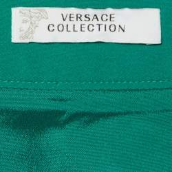Pre Owned Versace Collection Green Crepe Stud Detail Mini Skirt S