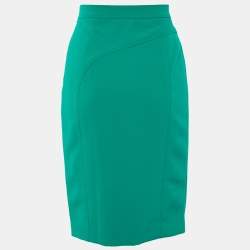 Pre Owned Versace Collection Green Crepe Stud Detail Mini Skirt S