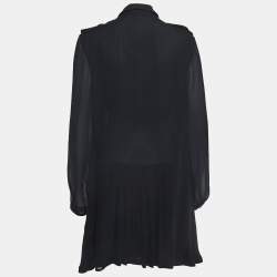 Pre Owned Versace Collection Black Silk Buttoned Mini Dress L 