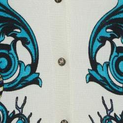 Versace Collection Cream Printed Knit Button Front Top M