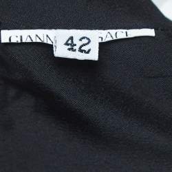 Pre Owned Versace Collection White/Black Chain and Barocco Print Crepe Sleeveless Short Dress M