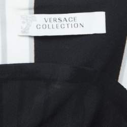 Pre Owned Versace Collection White/Black Chain and Barocco Print Crepe Sleeveless Short Dress M