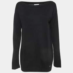 Versace Collection Black Silk & Cashmere Long Sleeve Top M