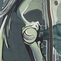 Pre Owned Versace Collection Dark Green Print Crepe Knee Length Skirt L