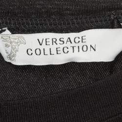 Pre Owned Versace Collection Black Satin Applique Jersey Embellished Mini Dress M