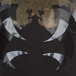 Pre Owned Versace Collection Black Satin Applique Jersey Embellished Mini Dress M