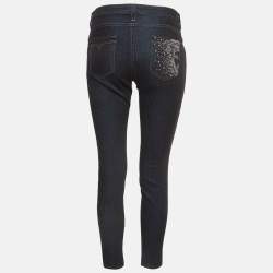Pre Owned Versace Collection Navy Blue Denim Pocket Embellished Jeans M Waist 28"