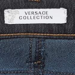Pre Owned Versace Collection Navy Blue Denim Pocket Embellished Jeans M Waist 28"
