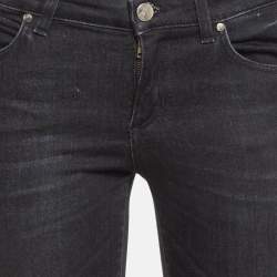 Pre Owned Versace Collection Black V Studded Denim Slim Jeans S Waist 26"