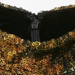 Pre Owned Versace Jeans Couture Metallic Flora Baroque Sequin Paillettes Mini Bodycon Dress S